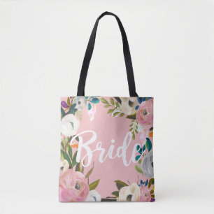 Tote Bag Rose floral de noce balayé par jeune mariée
