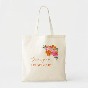 Tote Bag Rose Floral Orange Rose Clair Robe de Demoiselle d