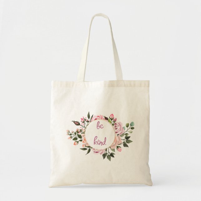 Tote Bag Rose Floral Wreath Be Genind (Devant)