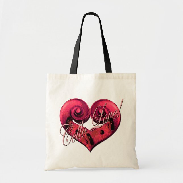 Tote Bag rose Fourre-tout d'amour de violoncelle (Devant)