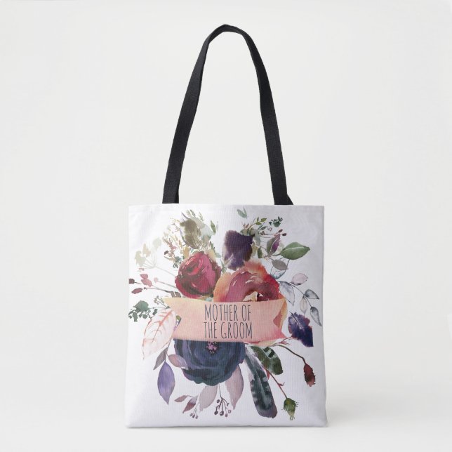 Tote Bag Rose Gold Burgundy Marine Mère Groom (Devant)