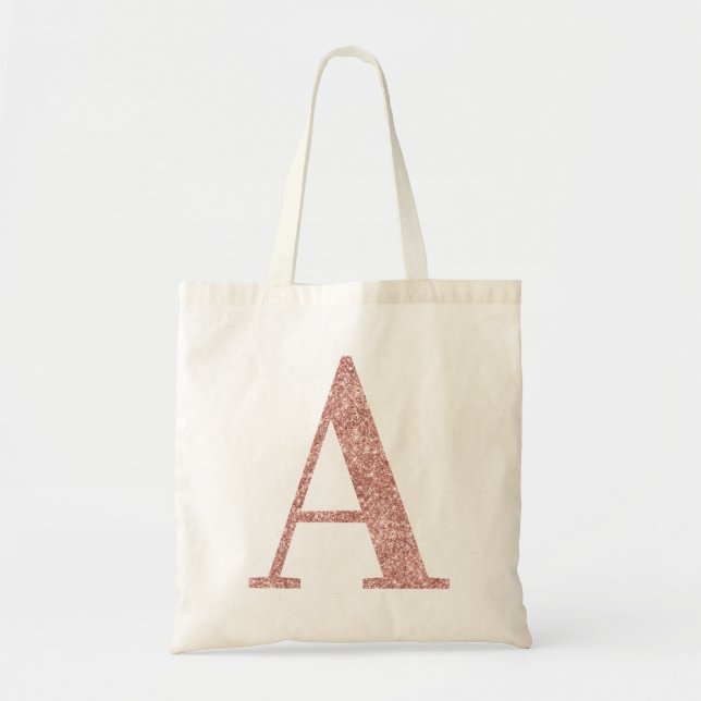 Tote Bag Rose Gold Faux Parties scintillant Monogramme A (Devant)