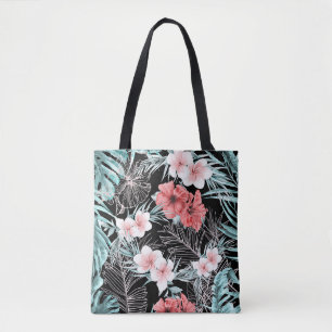 Tote Bag Rose Gold Tropical Botanical Aloha Ananas Chic