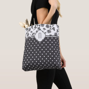 Tote Bag Rose gris charbon Polka Dot Monogramme