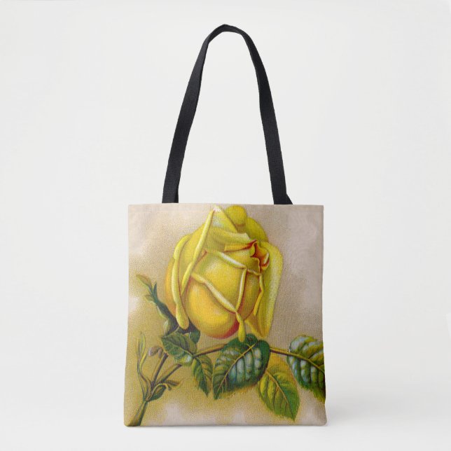 Tote Bag Rose jaune Antique Vintage Imprimer Art (Devant)