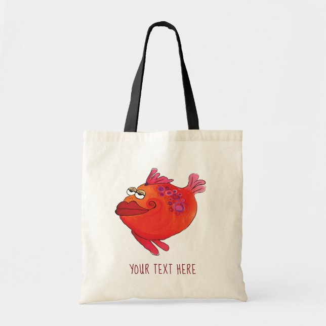 Tote Bag Rose lunatique et rouge d'art de poissons (Devant)