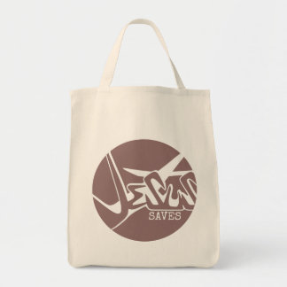 Tote Bag Rose Mauve Vert Cercle Jésus Sauve Graffiti