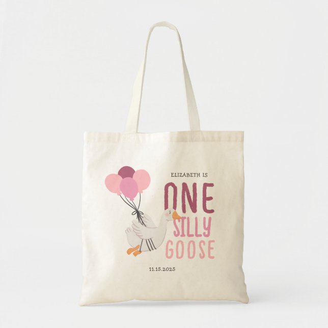 Tote Bag Rose One Silly Goose 1er Anniversaire Favoriser (Devant)