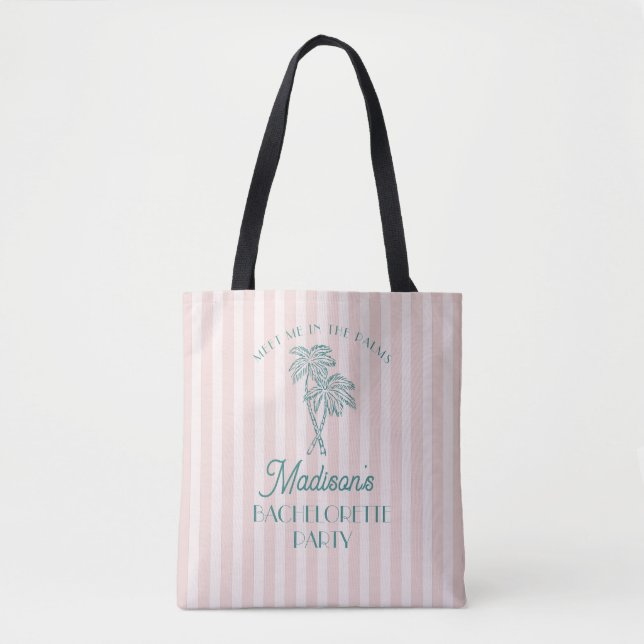 Tote Bag Rose Palm Spring Pastel Plage Enterrement de Vie d (Devant)