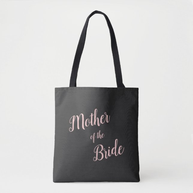 Tote Bag Rose Pêche Moderne Écriture Mère de la Mariée (Devant)