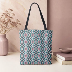 Tote Bag Rose Poussiéreuse et Diamants et Fleurs de Teal