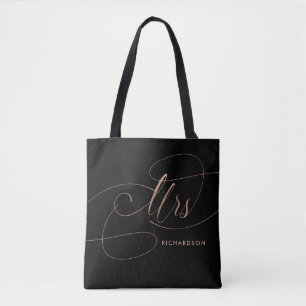 Tote Bag Rose rose sur Mme élégante noire de la