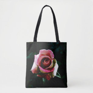 Tote Bag Rose rouge peinte à l'huile
