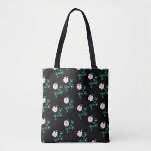 Tote Bag Rose sauvage - Motif floral sur Arrière - plan noi
