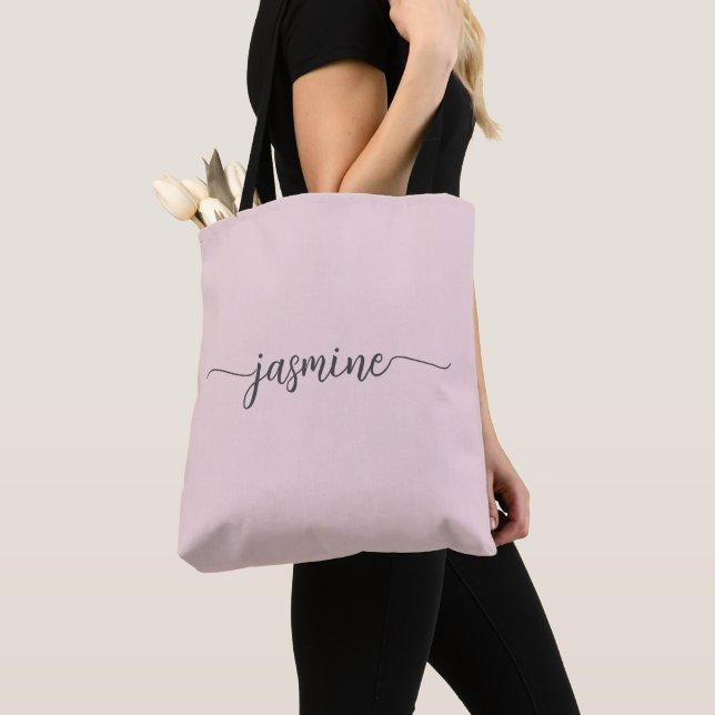 Tote Bag Rose Simple Féminin Rose personnalisé Monogramme N (De près)