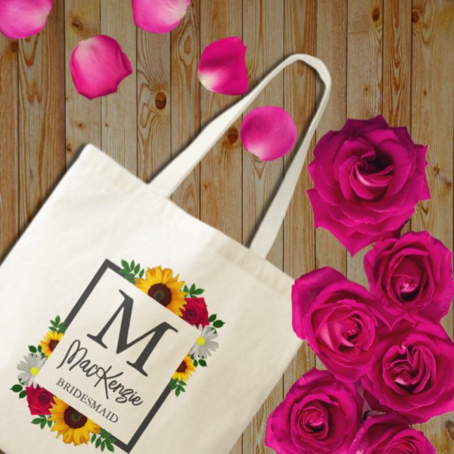 Tote Bag Rose Tournesol Marguerite Automne Floral Mariage F (Créateur téléchargé)