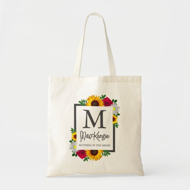 Tote Bag Rose Tournesol Marguerite Automne Floral Mariage F (Devant)