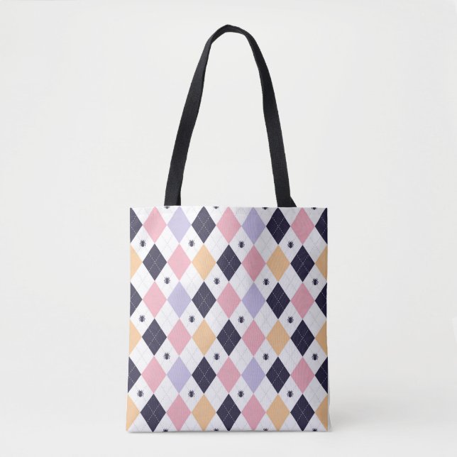 Tote Bag Rose violet diamant avec araignée (Devant)