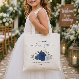 Tote Bag Roses Aquarelle Bleues Élégantes Fille Fleurs Mari