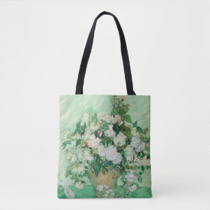 Tote Bag Roses blanches de Van Gogh - Art floral menthe vin