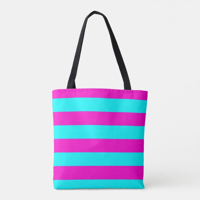 Tote Bag Roses Chaudes Et Bleu Cyan Gris Turquoise (Dos)