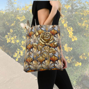 Tote Bag Roses d'or sur verre perlé