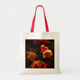 Tote Bag Roses I - Orange, rouge et gloire d'or