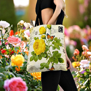 Tote Bag Roses jaunes vintages