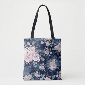 Tote Bag Roses roses roses Bleu foncé : Vintage