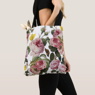 Tote Bag ROSES ROSES ROSES ET BOUTTERFLIES JAUNES Florales