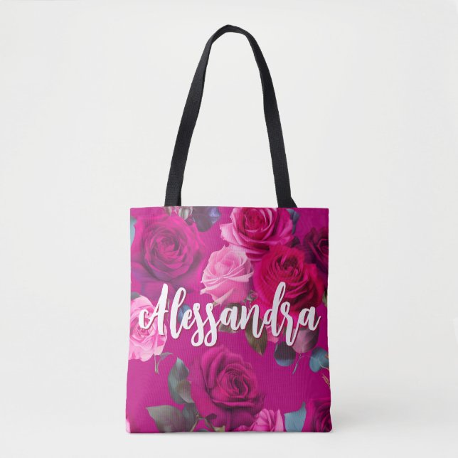 Tote Bag Roses roses roses sur Viva Magenta | Romantique (Devant)