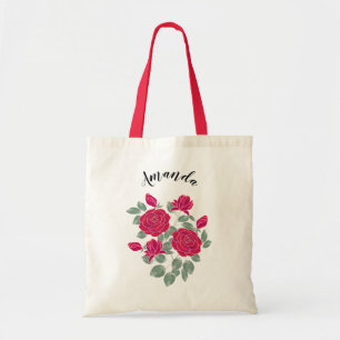 Tote Bag Roses rouges demoiselle d'honneur personnalisé