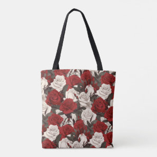 Tote Bag Roses Rouges et Blanches