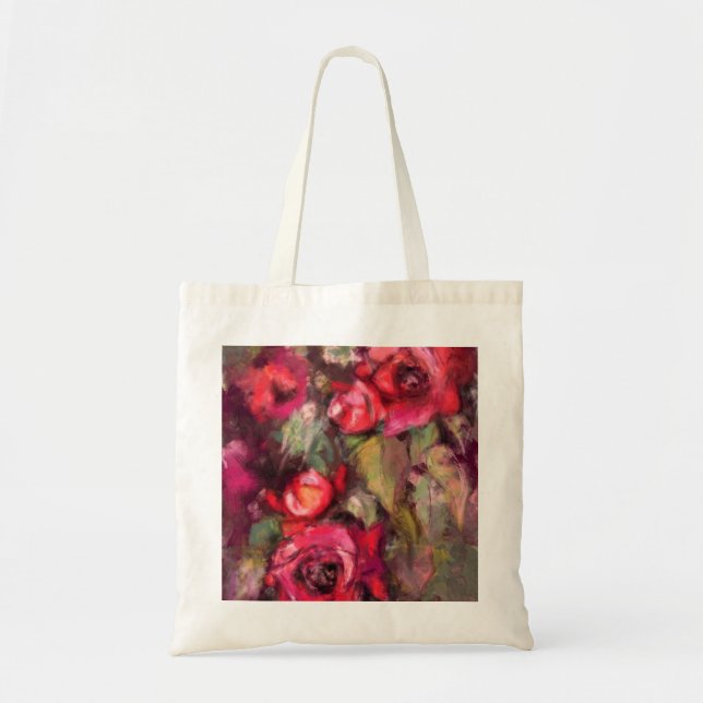 Tote Bag Roses rouges - Printemps - Peinture originale Abst (Devant)