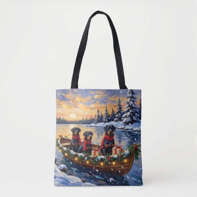 Tote Bag Rottweiler Christmas Boat Holiday (Devant)
