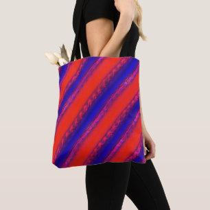 Tote Bag Rouge à bleu royal large bande de croix dans le st