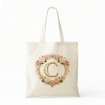 Rouge à joues Rose Gold Floral Monogramme Lettre C
