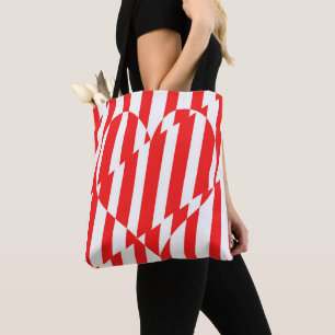 Tote Bag Rouge Abstrait n Blancs Valentine Coeur