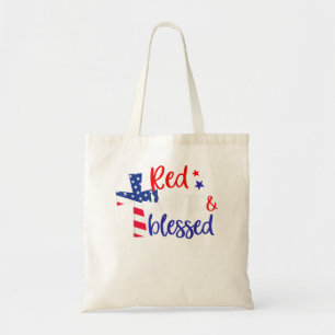 Tote Bag Rouge Blanc Béni Américain Jésus Croix Chrétien 4