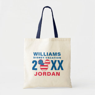 Tote Bag Rouge blanc et bleu Mickey Vacances en famille e