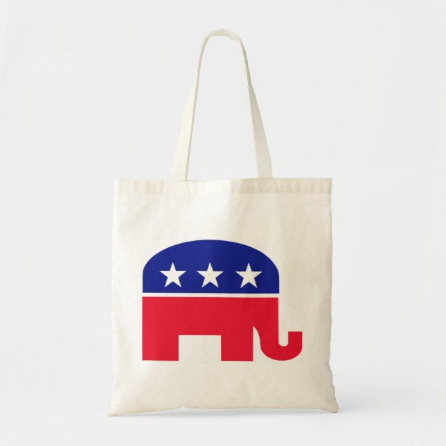 Tote Bag Rouge, blanc et bleu républicains d'éléphant (Devant)