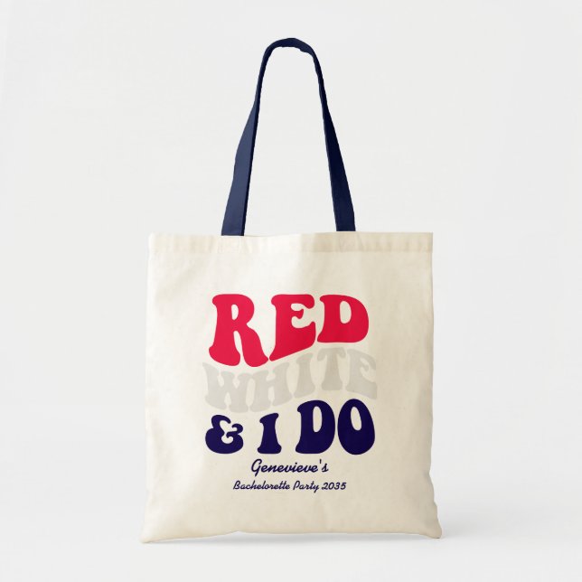 Tote Bag Rouge Blanc Je Le Fais | Texte Rétro Américain pou (Devant)