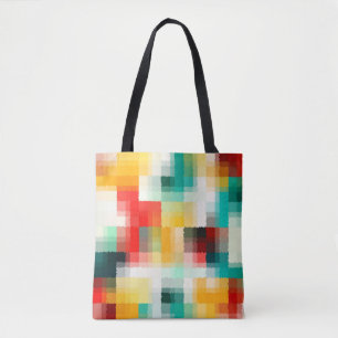 Tote Bag Rouge bleu vert jaune blanc Motif Abstrait