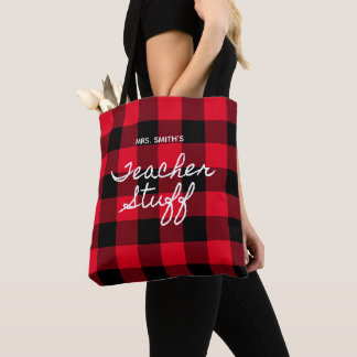 Tote Bag Rouge Buffalo Carreaux Motif Personnalisé Fournitu