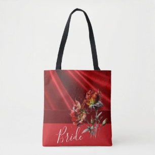 Tote Bag Rouge et Brown Floral Bride Fourre-tout