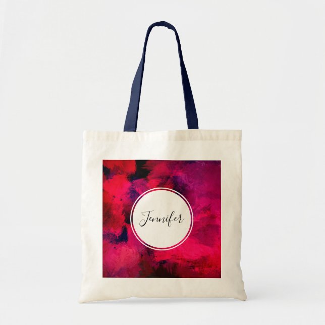 Tote Bag Rouge foncé et violet Gras & Abstrait moderne (Devant)