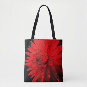 Tote Bag Rouge Hot Dahlia Abstrait Flower Art