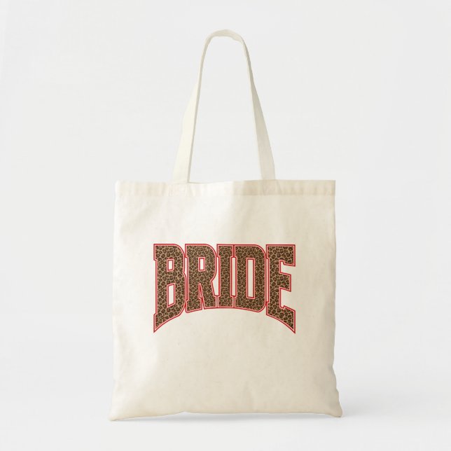 Tote Bag Rouge + Imprimé Léopard Varsity MARIÉE (Devant)