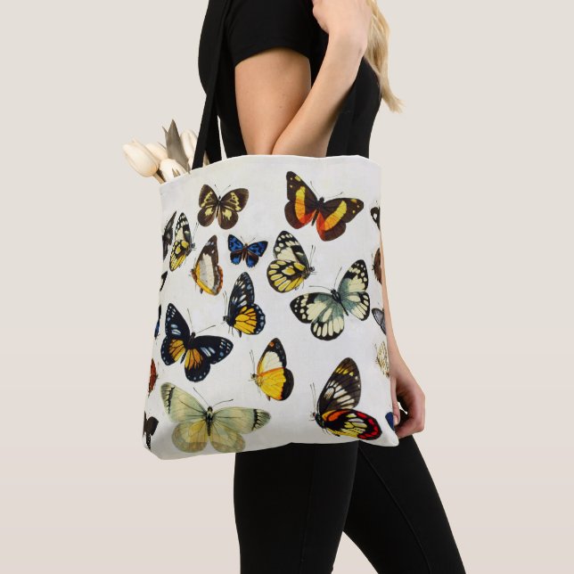 Tote Bag ROUGE JAUNE BLEU BLANC BUTTERFLIES Beauté Nature (De près)