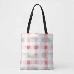 Tote Bag Rouge Menthe Poivre de Menthe Mocha Rayures à Carr
